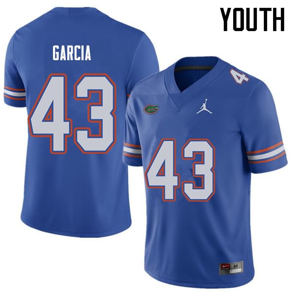 Youth NCAA Florida Gators Cristian Garcia #43 Stitched Authentic Jordan Brand Royal College Football Jersey ZKC8065MO